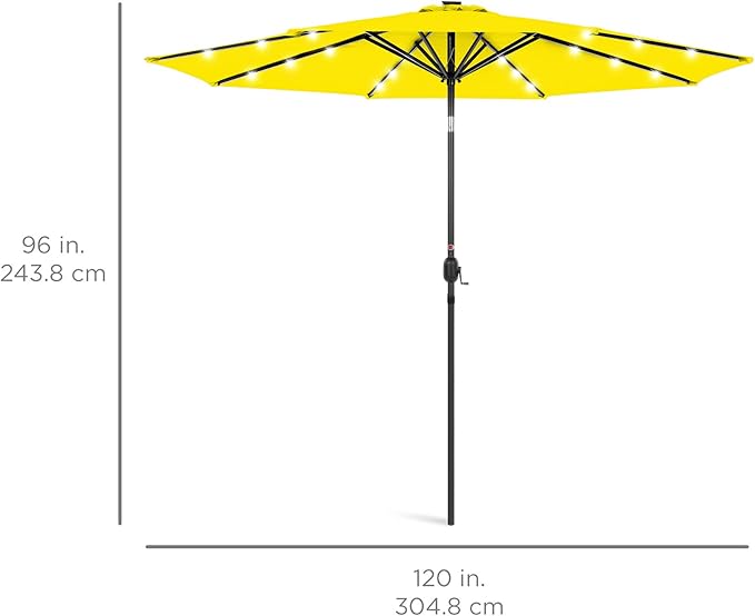 Best Choice Products 10ft Solar Polyester LED Lighted Patio Umbrella w/Tilt Adjustment and UV-Resistant Fabric - Image 7
