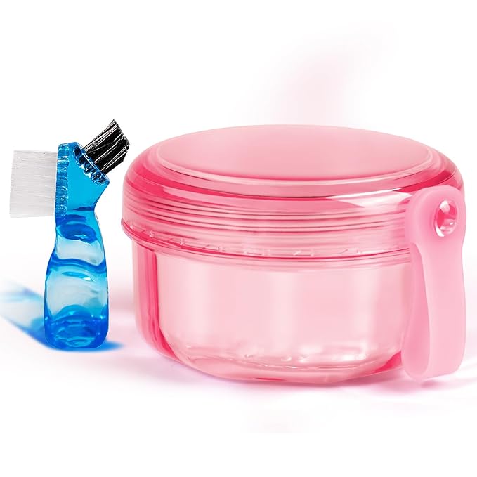 No Leak & Non-Slip Partial Denture Case Retainer Bath Box Cup, Denture Soaking by Mckkor
