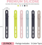 Oligei 25 Pcs Silicone Cable Ties, Cable Ties Reusable, High Elasticity Cord - Image 2
