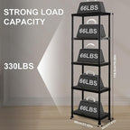 Plastic Storage Shelves, 70.2" H x 11.8" D x 23.62" W Plastic Shelves for Storage, 5-Tier Shelving Unit, Storage Rack, 330 lbs, Bathroom, Laundry, Garage & Home - Image 3