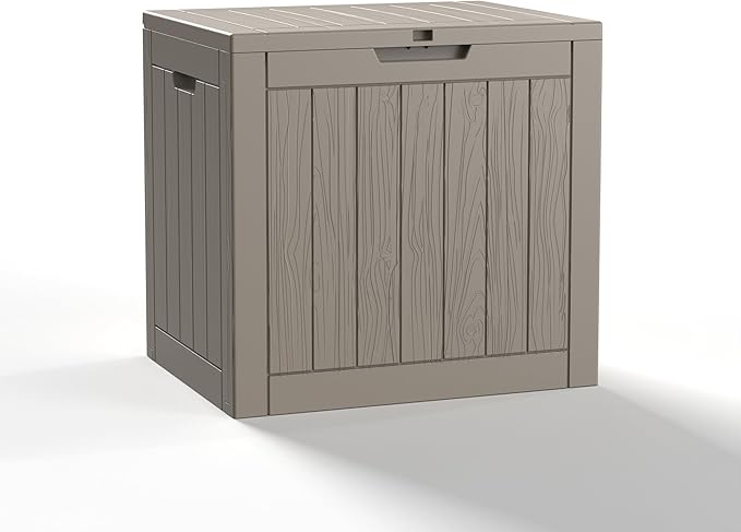 32 Gallon Outdoor Storage Box - Deck Box Container for Patio, Pool, and Garden-Waterproof and UV Resistant Resin,Lockable (Grey) by MAIUSCOLI