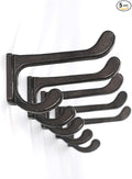 Ambipolar 5 Pack Decorative Cast Iron Heavy Duty Double Hooks, Wall Mounted by Ambipolar
