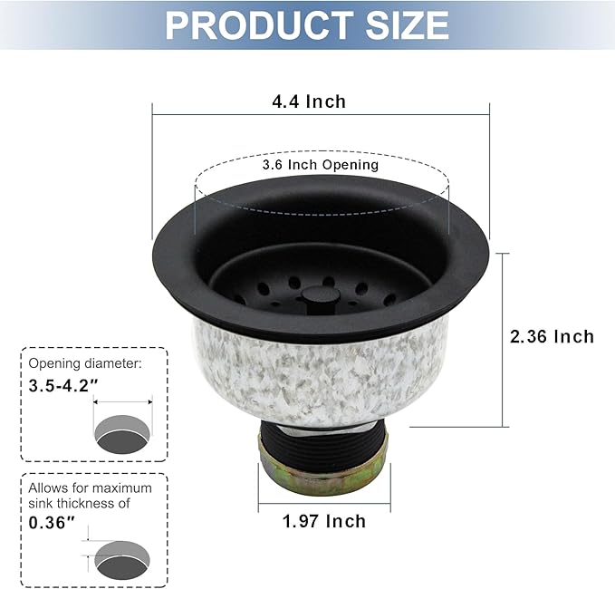 ZM Kitchen Sink Stainless Steel Deep Locking Basket Strainer - Image 4