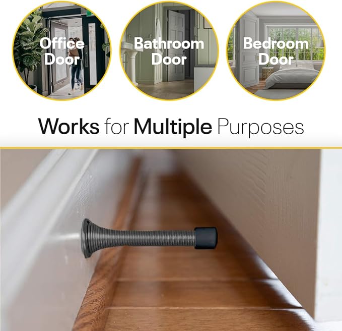 Door Stoppers for Wall – Spring Door Stopper – Black Door Stops – 3-1/4" – - Image 5