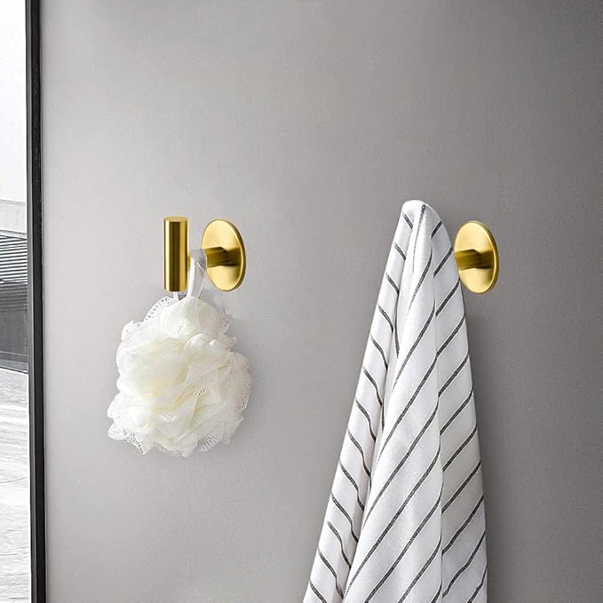 Vuzvuv Adhesive Brushed Gold Hooks, SUS304 Stainless Steel Self-Adhesive Towel - Image 4