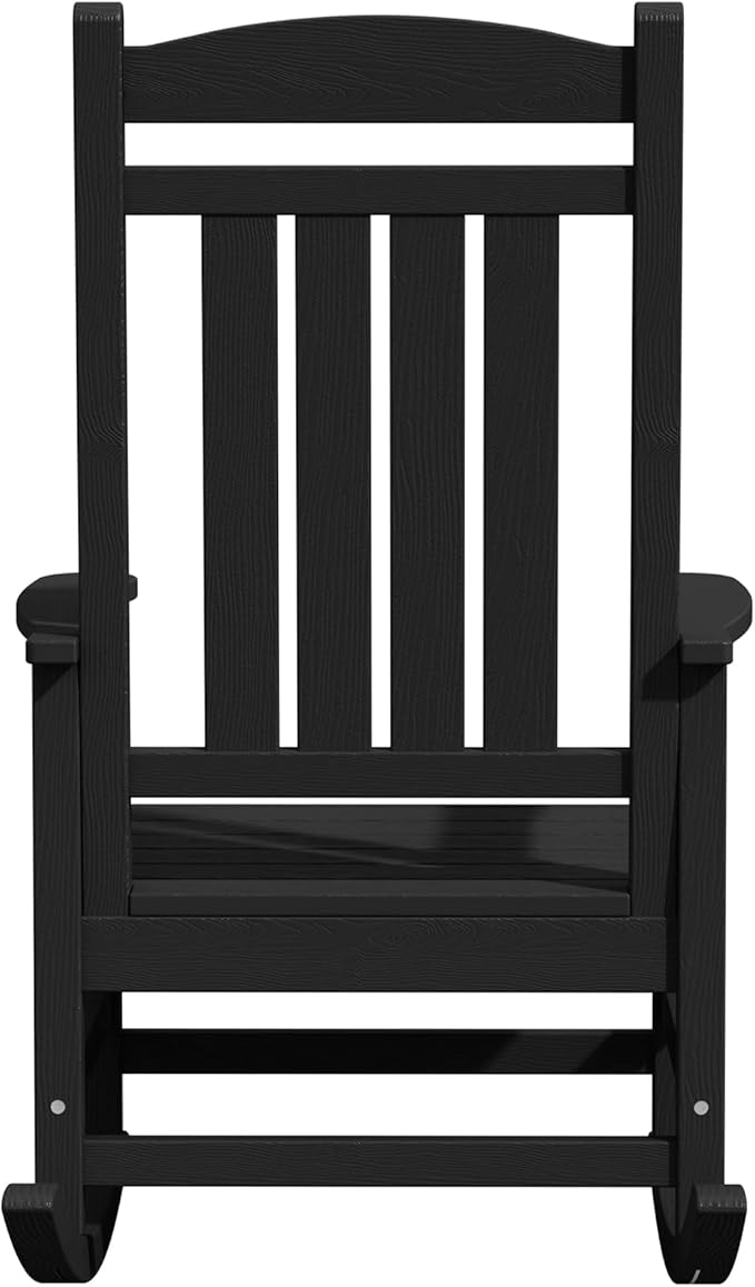 KINGYES Outdoor Rocking Chair Set of 2, High Density Polyethylene Patio Rocking Chairs with 330lbs Support for Adults, Black - Image 11