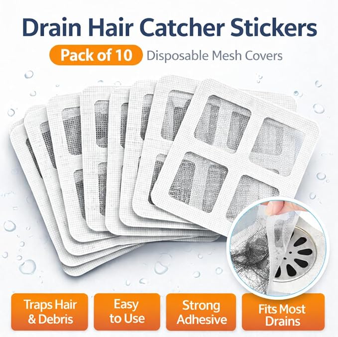 Disposable Shower Drain Hair Catcher Stickers – Waterproof Mesh Covers - Image 3