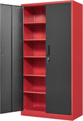 Yizosh Metal Storage Cabinet with Lock Doors and 5 Adjustable Shelves,- 72" Garage Storage Cabinet for Home,Office,Garage,School by Yizosh