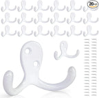 20 Pack Coat Hooks Wall Hooks for Hanging, Heavy Duty Double Prong Metal Hook by CBWLWJ