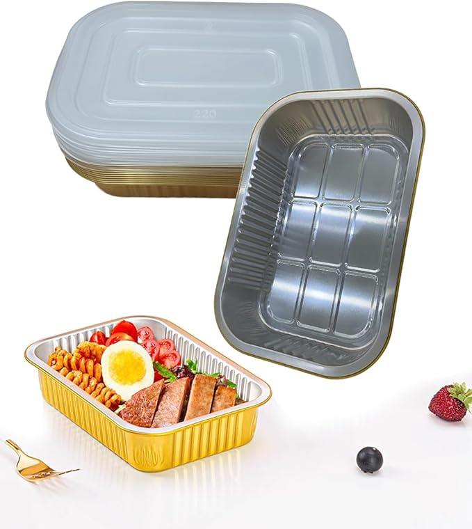 Aluminum Foil Pans with lids 10pack Heavy Duty 2LB Small foil pan 8.5"×6" - Image 7