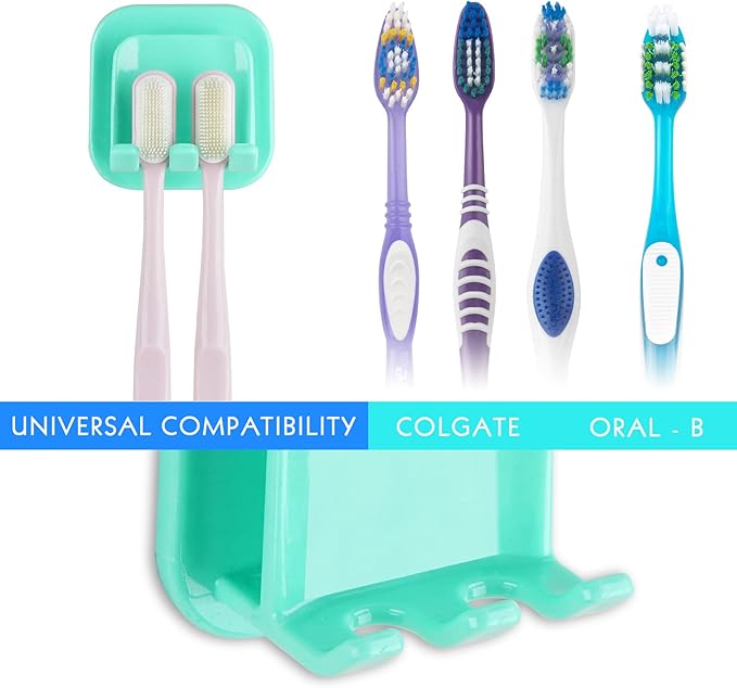 2 PCS Self-Adhesive Toothbrush Holders Wall Mounted, Water Proof Toothbrush Hook - Image 3