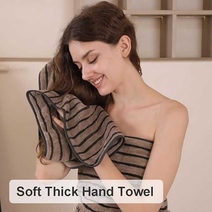 Oliven 2 Piece Brown Cabana Stripe Hand Towels - Image 2