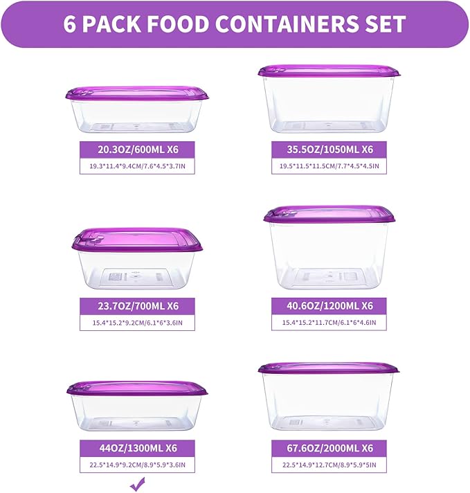 KIGI Plastic Food Containers, Large Stackable - Image 3