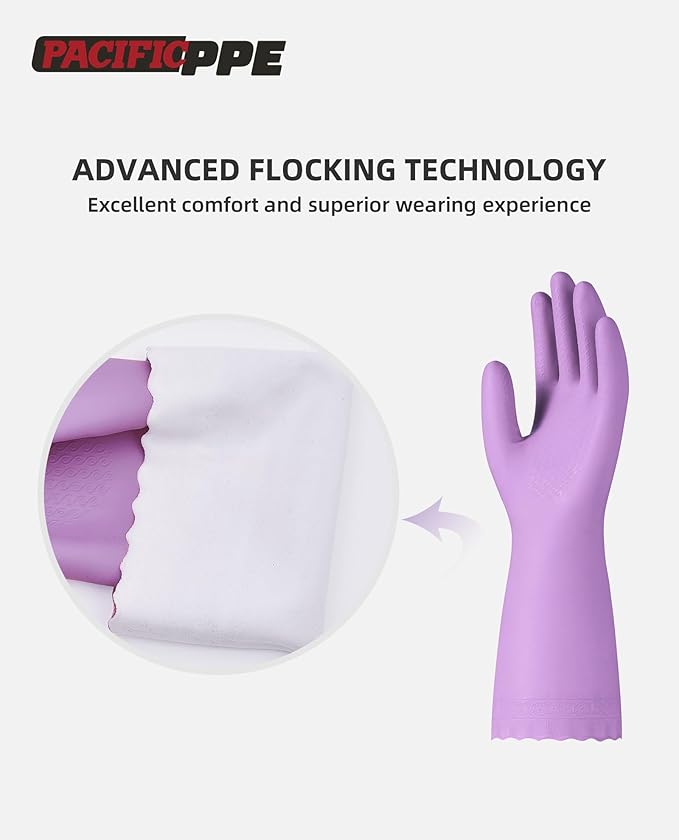 PACIFIC PPE 4 Pairs Reusable Dishwashing Cleaning Gloves - Image 2