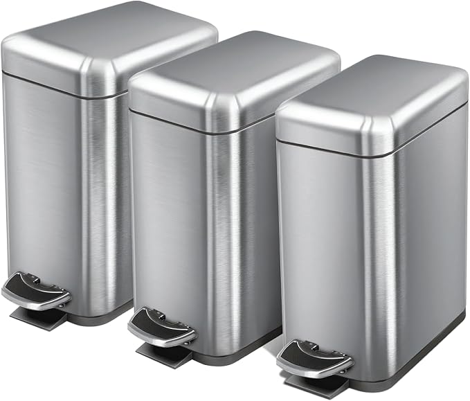 Home Zone Living 3-Pack 1.3 Gallon Small Bathroom Trash Can by HomeZoneLiving