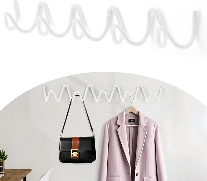 Coat Rack Wall Mount, Creative Wave Wall Hooks 20KG Capacity, Easy Installation - Image 2