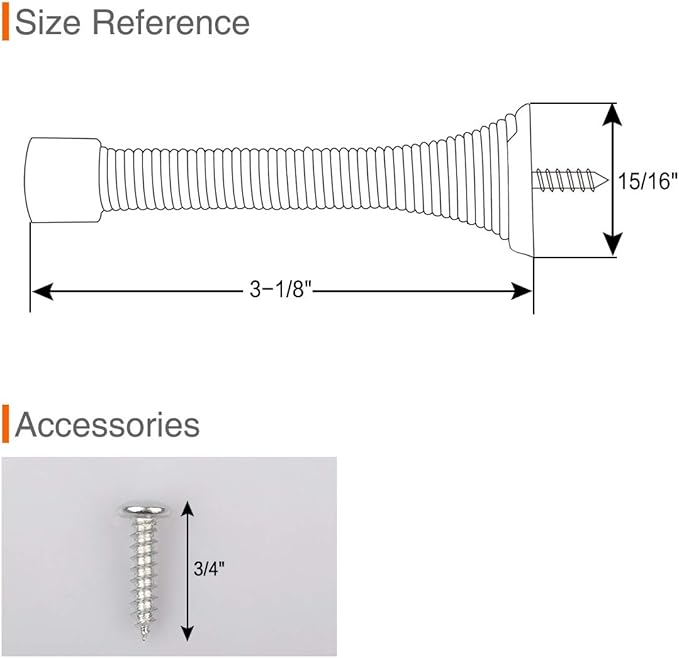 10 Pack Spring Door Stopper Brushed Satin Nickel- 3-1/4" Flexible Spring Door - Image 3