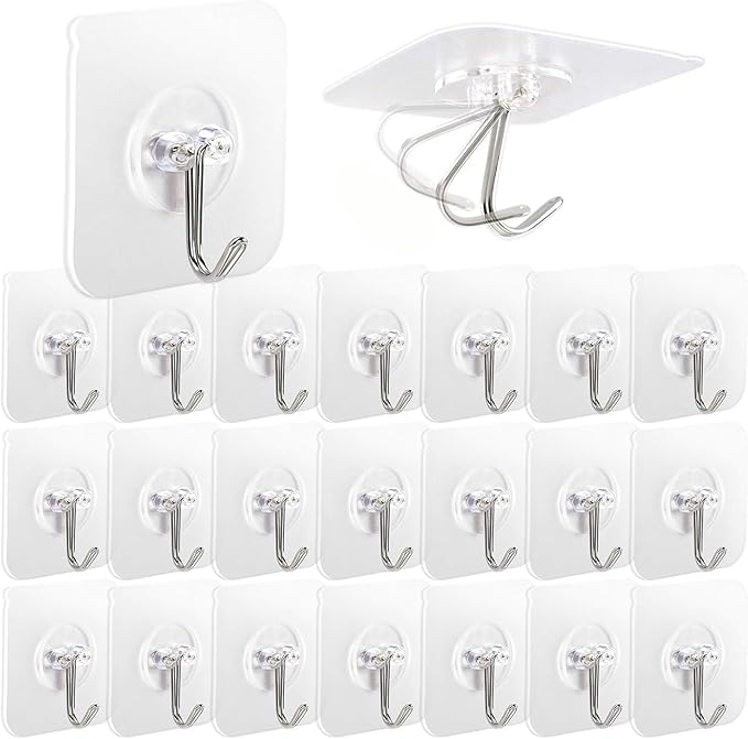 AROIC 58 Packs Adhesive Hooks for Hanging, Hook Heavy Duty Self Adhesive Wall by AROIC