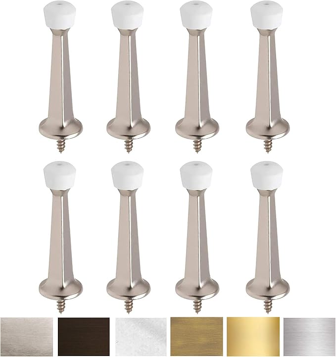 Liberty Premium Door Stoppers Metal Solid Rigid Door Stop Brushed 3" by Litepak