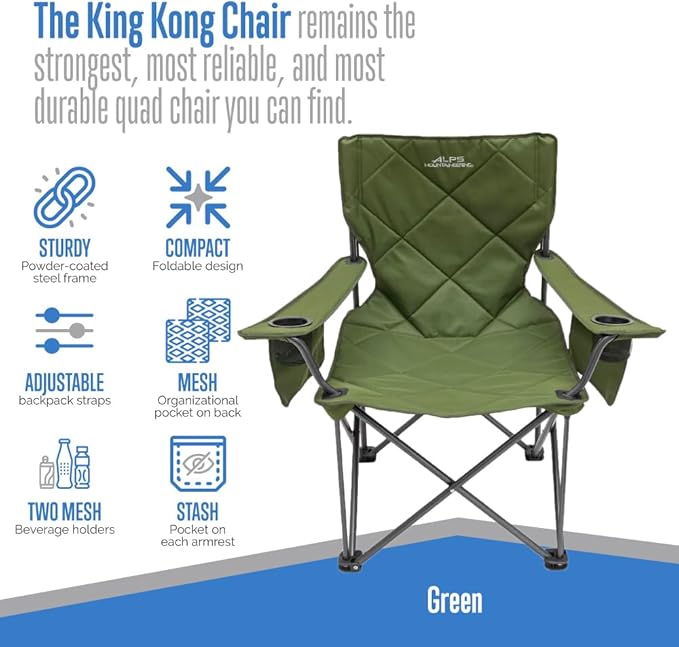 ALPS Mountaineering King Kong Camping Chairs for Adults with Mesh Cup Holders and Pockets, Built Durable and Reliable with Compact Foldable Steel Frame - Image 4