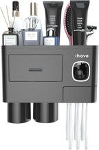 iHave Toothbrush Holders for Bathrooms, 2 Cups Toothbrush Holder Wall Mounted - Image 3
