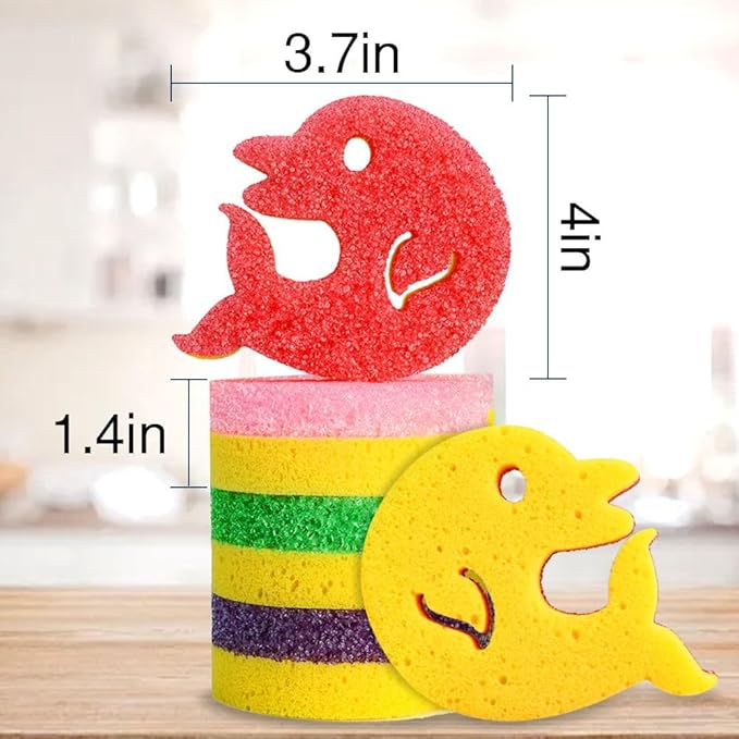5 Pack Scrub Sponge, Dual-Sided Temperature Kitchen Sponge - Image 5