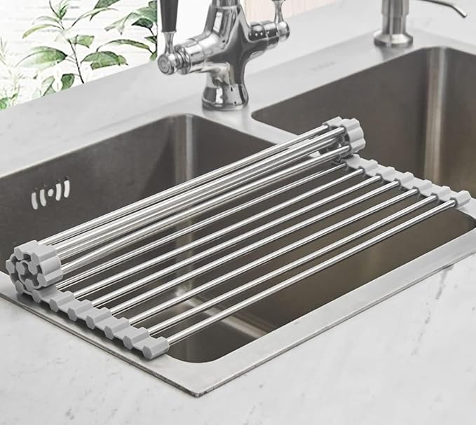 Ahyuan Roll up Dish Drying Rack Over The Sink Kitchen Roll up Sink Drying Rack - Image 5