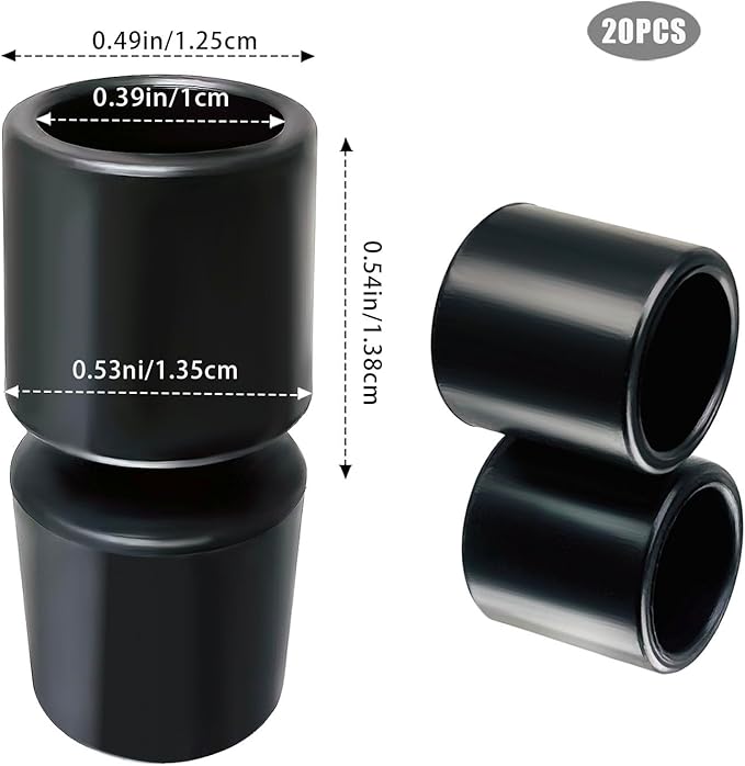 20 PCS Black Door Stop Caps, 0.39 Inch Rubber Tips, Door Stopper Protection - Image 4