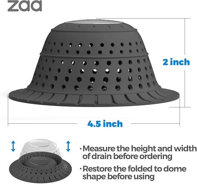 zaa Bathtub Drain Hair Catcher, Premium Silicone Collapsible One Pack Drain - Image 5