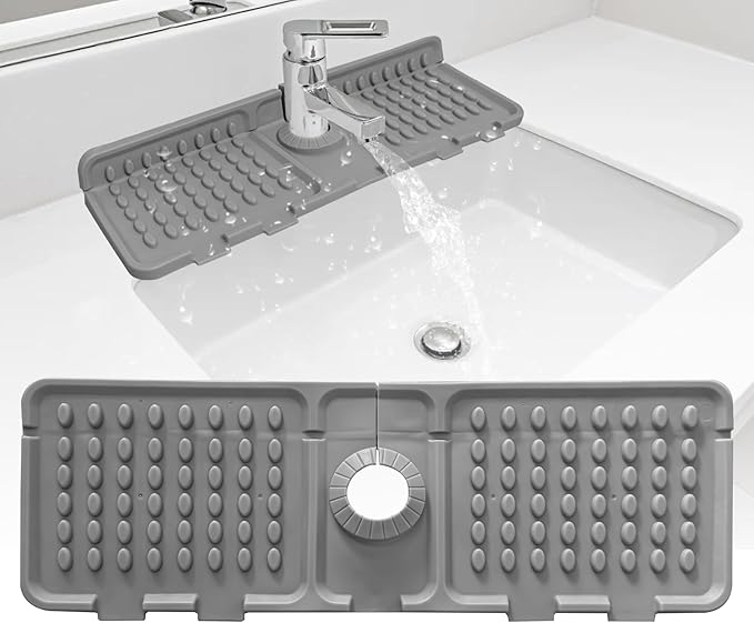 Faucet Mat for Kitchen Sink, Kitchen Sink Splash Guard, Outlet & Slope Upgraded by Koliva