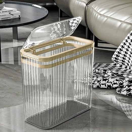 Bathroom Trash Can with Lid3.5 Gallon Garbage Can，for Bedroom, Plastic Slim - Image 5