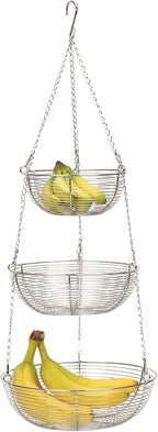 RSVP International Hanging Storage Collection 3-Tier Baskets, Chrome Woven Wire - Image 2