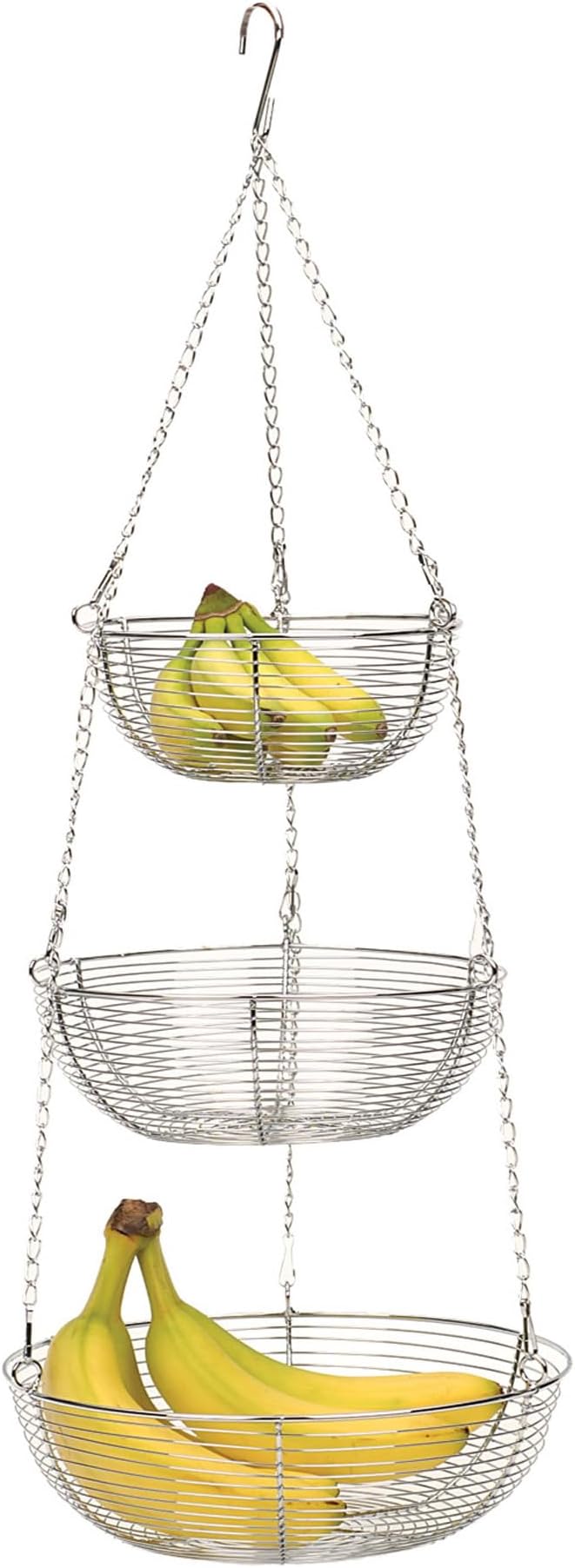 RSVP International Hanging Storage Collection 3-Tier Baskets, Chrome Woven Wire - Image 2