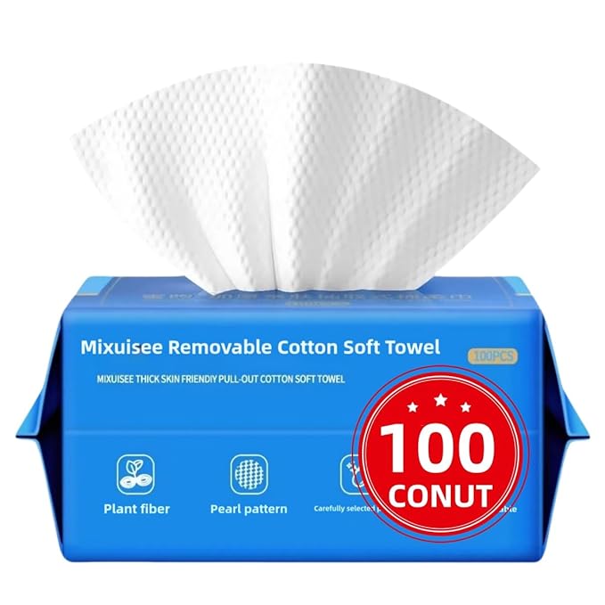 Disposable face towel, MIXUISEE thick and soft face towels, 100% cotton face by MIXUISEESkincareFlagshipSto