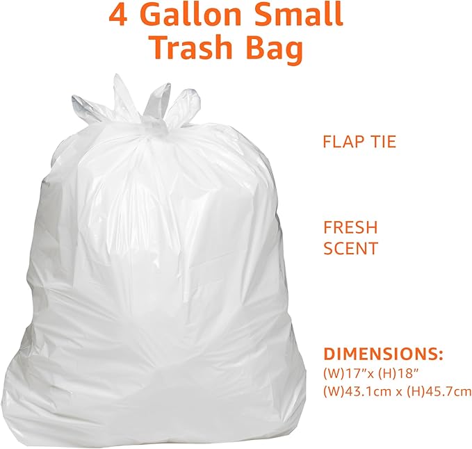 Amazon Basics 4 Gallon Trash Bags, Flap Ties, Fresh Scent - Image 3