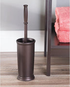 mDesign Plastic Compact Toilet Bowl Brush, Round Slim Wastebasket, Garbage - Image 3