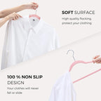 HOUSE DAY Premium Velvet Hangers 50 Pack Pink, Non-Slip Flocked Felt Hangers - Image 6