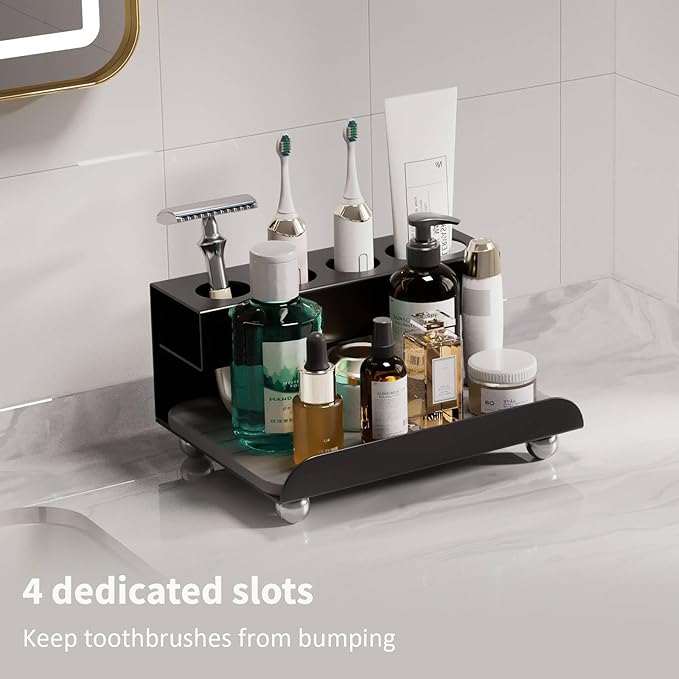Quick Dry Electric Toothbrush Holder 4 Slots Metal Bathroom Counter Organizer - Image 3
