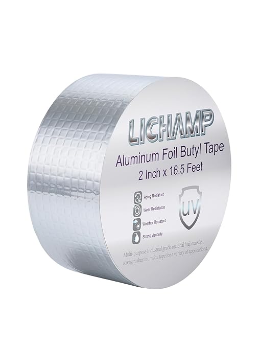 Lichamp Aluminum Butyl Tape, Waterproof Butyl Aluminum Foil Tape 2 inches x by Lichamp