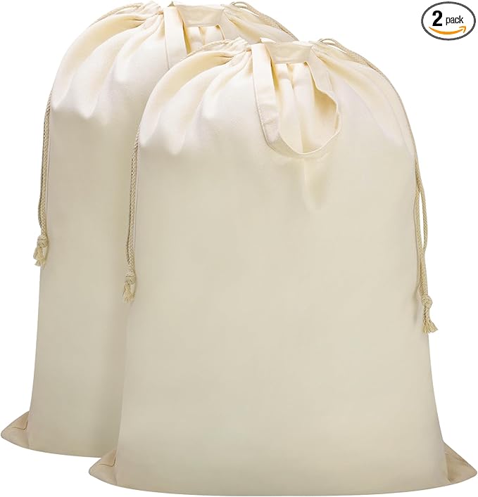 Canvas Laundry Bag with Handles & Drawstring Closure 27.5”Wx35"H, Thick Laundry by CALACH