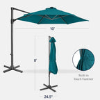 Best Choice Products 10ft Offset Cantilever Hanging Market Patio Umbrella, Smooth 360° Rotation, 8 Sturdy Ribs, Easy Adjustment - Cerulean - Image 2