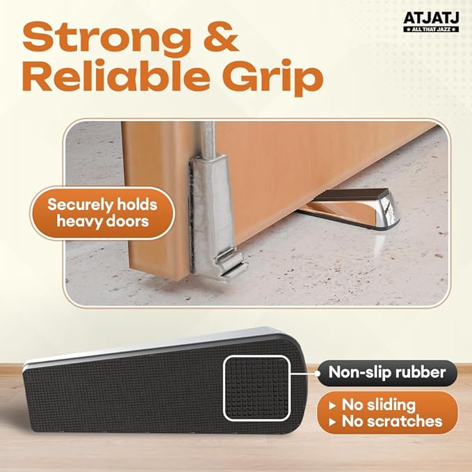 2 Packs Door Stoppers for Bottom, Rubber Wedge, Heavy Duty Doorstop for Inside - Image 4