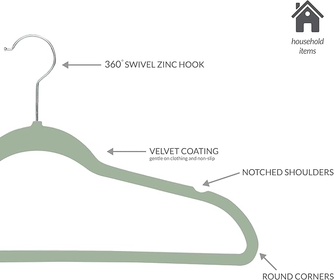 Simplify Slim Velvet Clothes Hangers | 50 Pack | Non-Slip | Shirts | Suit | - Image 5