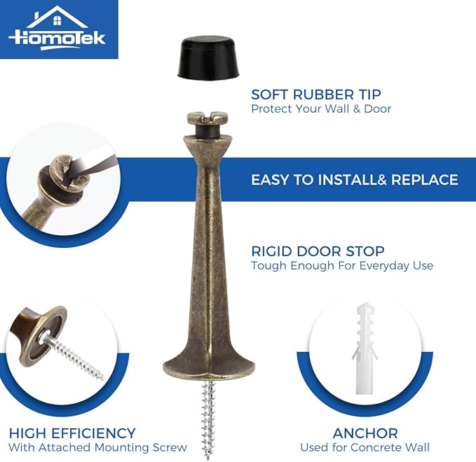 HOMOTEK 4 Pack Heavy Duty Solid Rigid Door Stop - Image 3