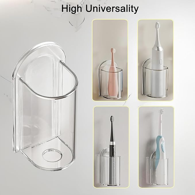 2 Pack Electric Toothbrush Holders, Self Adhesive Wall Mounted Clear Electric - Image 5