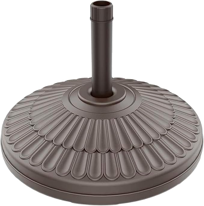 wikiwiki 80 Lbs HDPE Round Patio Umbrella Base, Weighted Umbrella Stands Fits 1.5-1.9in Poles for Garden, Lawn, Deck, Backyard & Pool, Brown by WikiwikiPatioUmbrellas