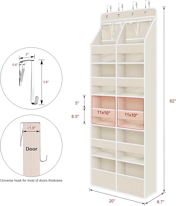 Univivi 6-Shelf Over Door Hanging Organizer Fabric Door Storage - Image 3