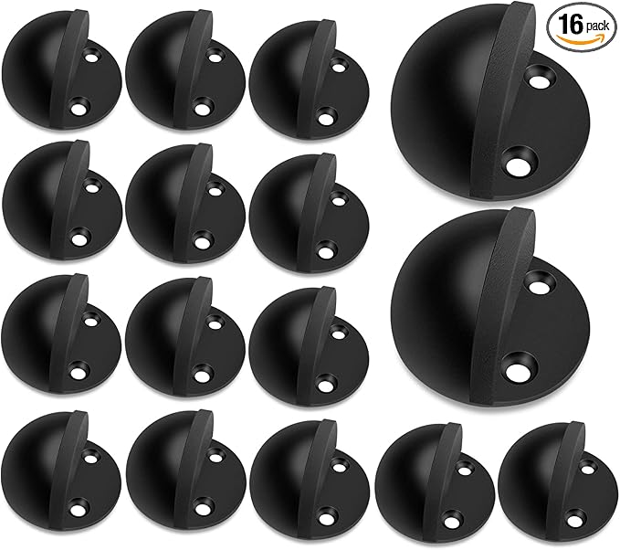 16 Pack Door Stoppers Black Slef Adhesive Floor Door Stops No Drill Rubber by Gudui