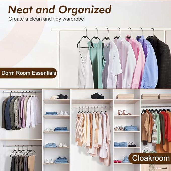 HOUSE DAY Black Plastic Hangers 60 Pack, Lightweight Clothes Hangers - Image 8