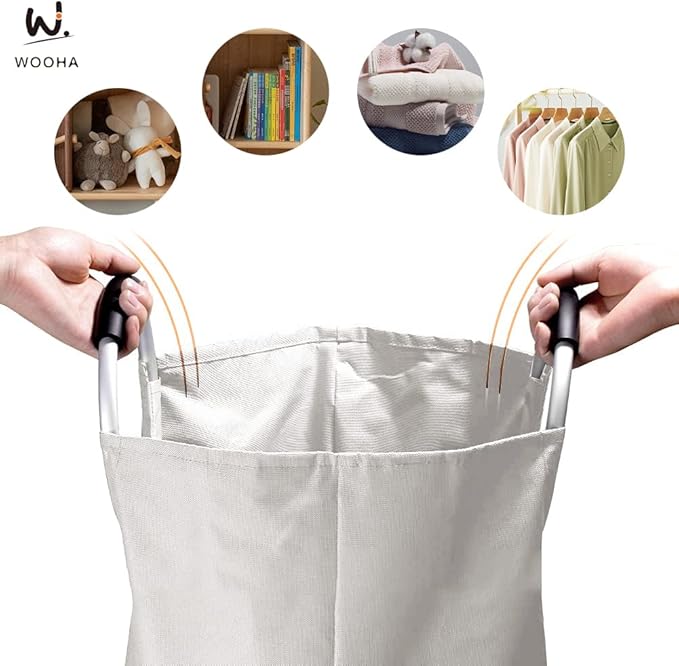 WOOHA 125L Large laundrybasket, Collapsible laundry hamper, Tall Clothes - Image 4